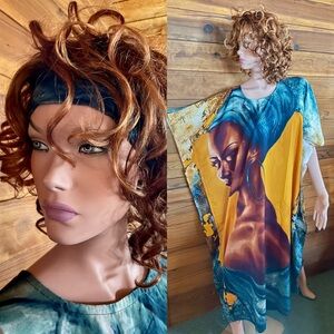 NWT Wearable Art CAFTAN Dress and SCARF Set O/S